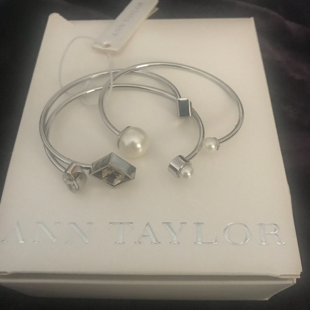 Ann Taylor 3 silver bangles bracelets set